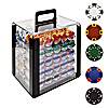 1000 14g Tri Color Ace/King Clay Poker Chips w/Acrylic Case - DiscountCasinoGear.com